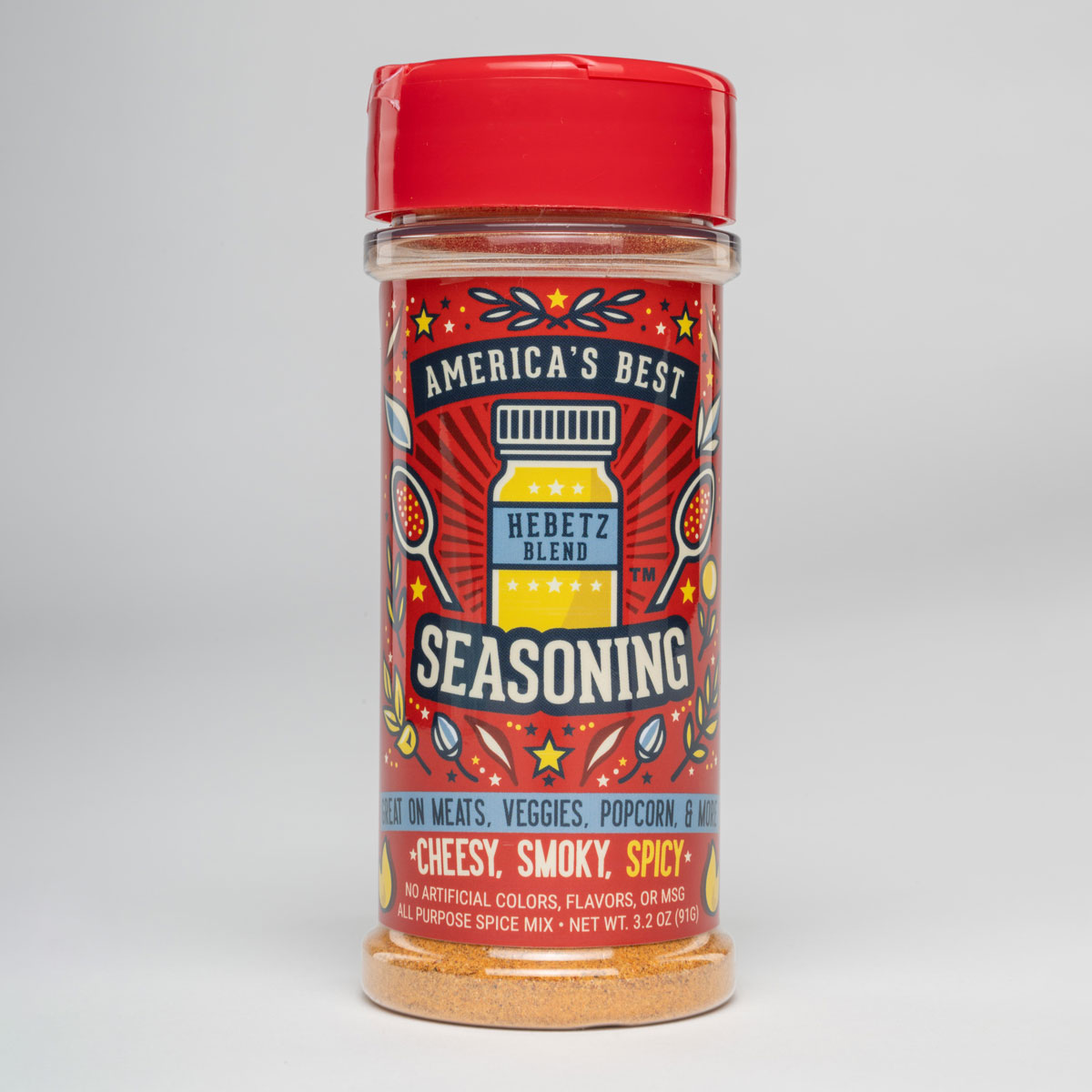 Bottle of America's Best Spicy Seasoning all-purpose spicy blend on a white background (85)