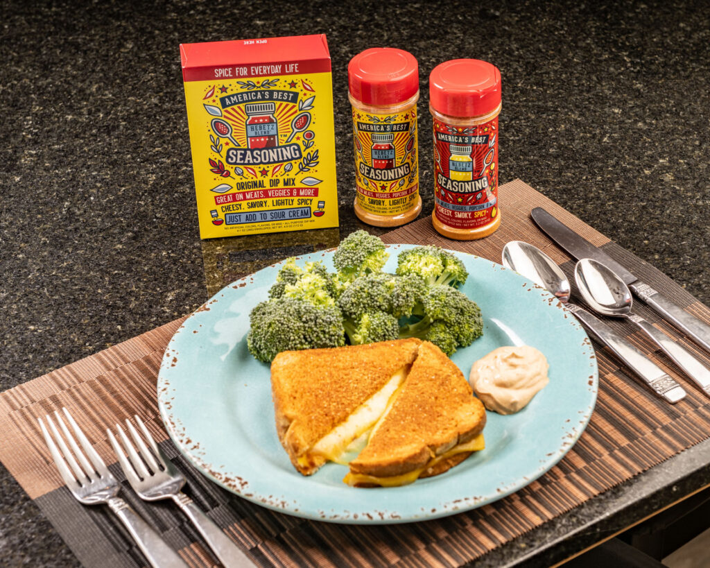 Product placement images of America's Best Seasoning being sprinkled on various foods making them more savory and delicious.